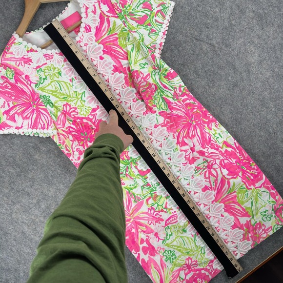 Lilly Pulitzer Maisie Stretch Shift Dress Womens 6 Floral Lace Trim Resort White - Picture 7 of 16